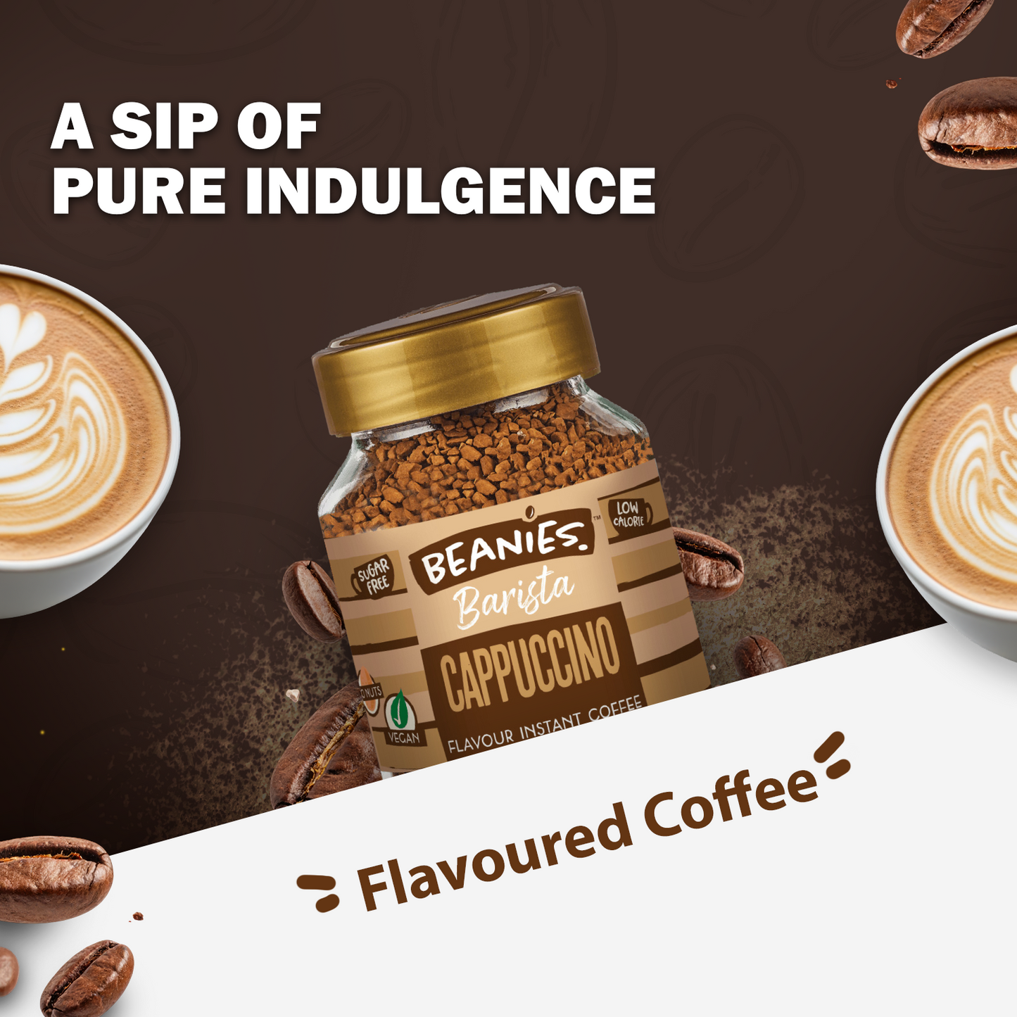 Beanies Barista Range - Cappuccino Instant Coffee, 50g