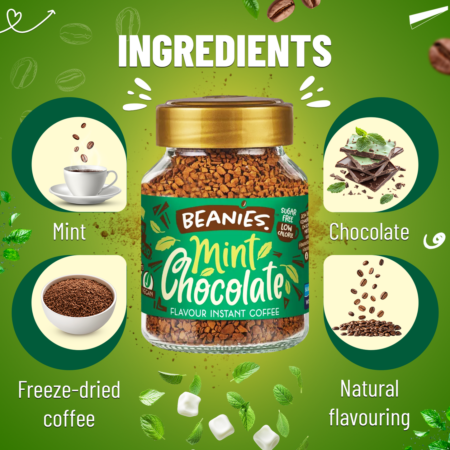 Beanies Mint Chocolate Flavour Instant Coffee, 50g