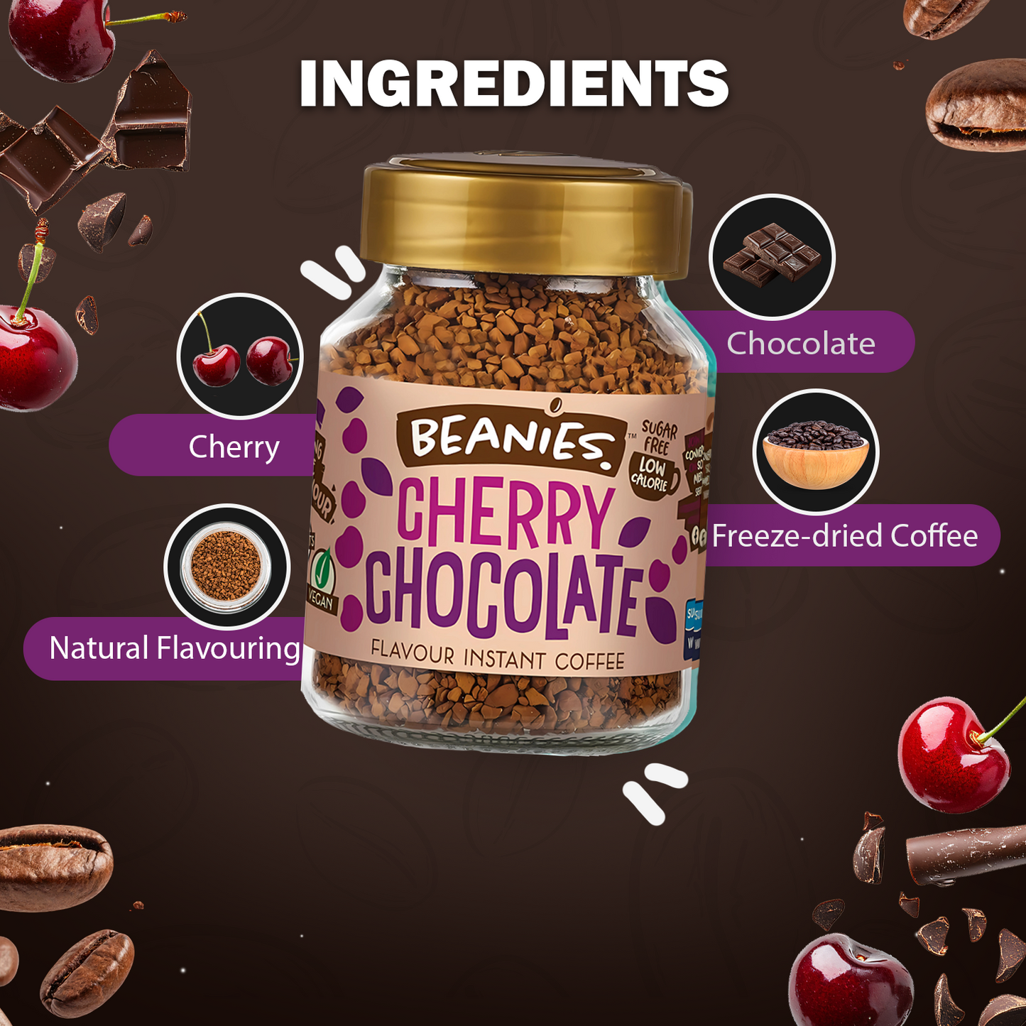 Beanies Cherry Chocolate Flavour Instant Coffee, 50g