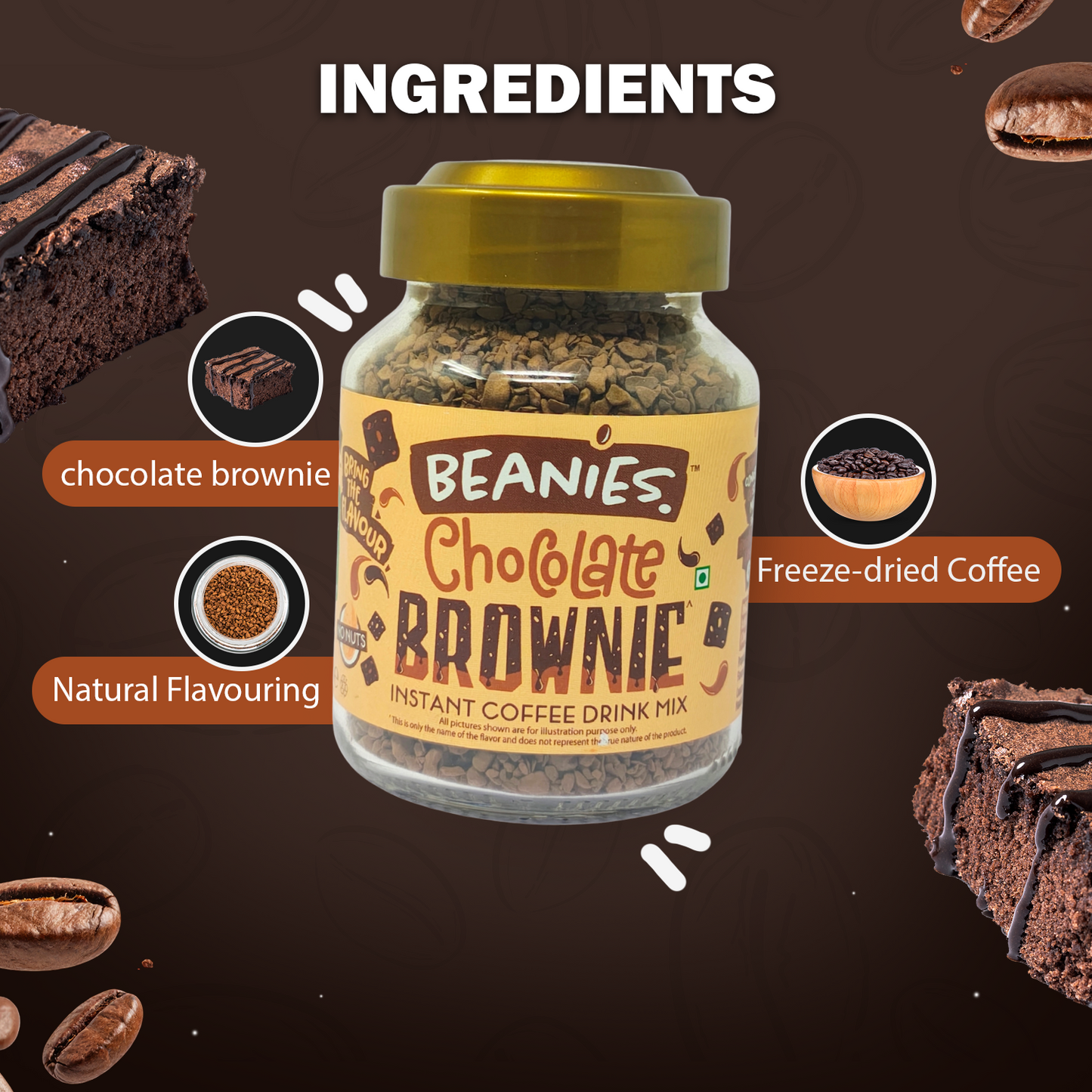 Beanies Chocolate Brownie Flavour Instant Coffee, 50g