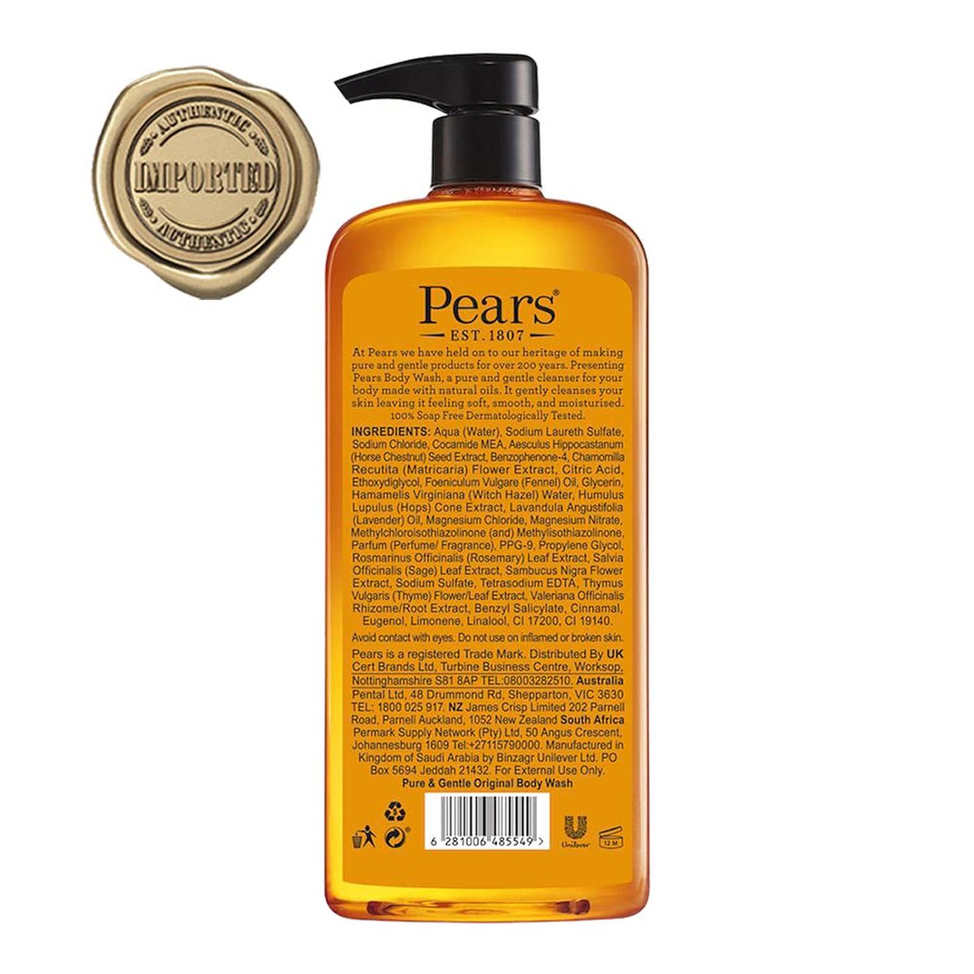 Pears Pure & Gentle Shower Gel Paraben Free 750 ml Pack of 2