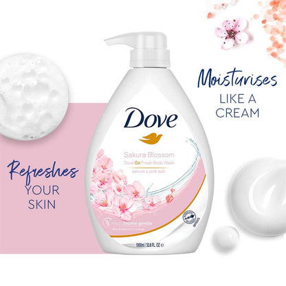 Dove Refreshing Sakura Blossom Body Wash 1L Pack of 2