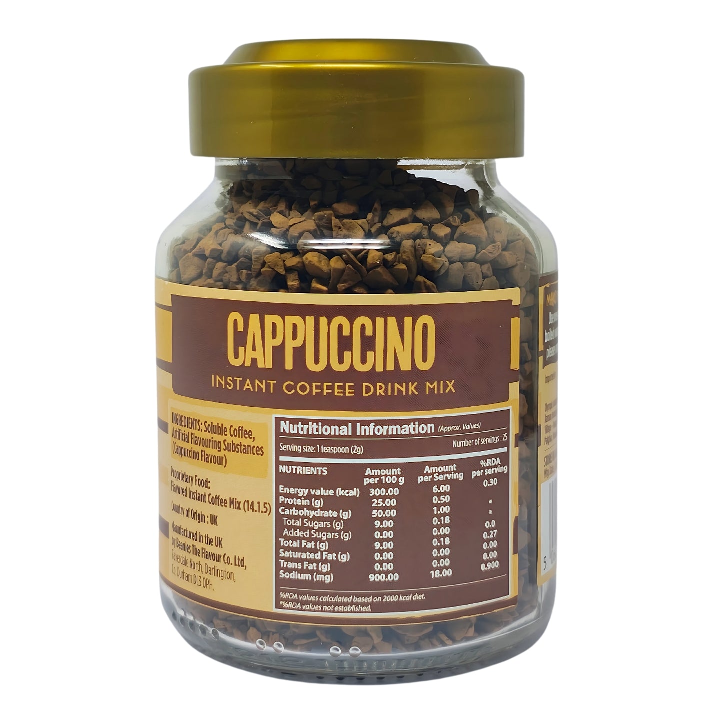 Beanies Barista Range - Cappuccino Instant Coffee, 50g