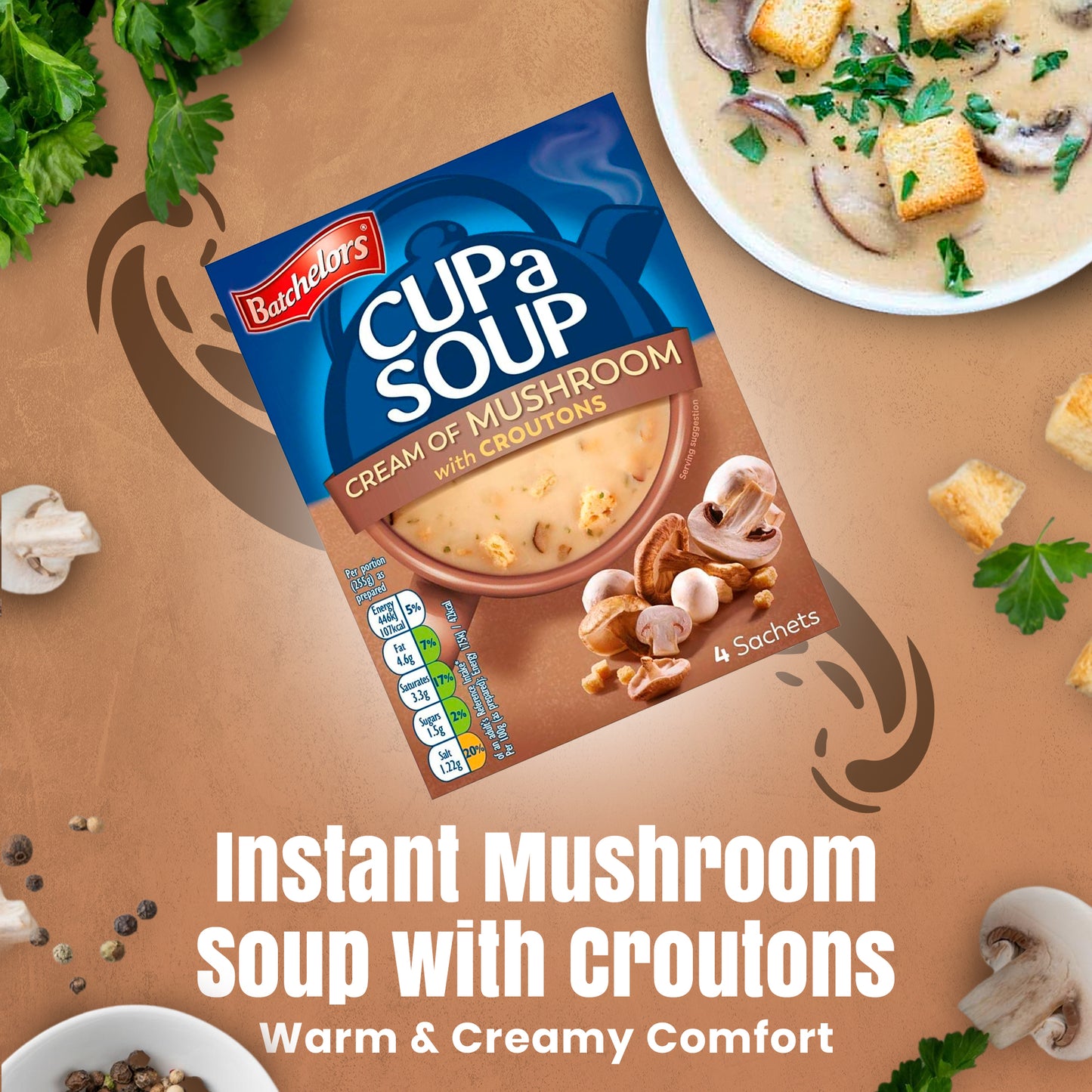 Batchelors Cup A Soup Cream of Mushroom with Croutons, 99g