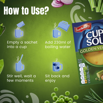 Batchelors - Cup A Soupgolden Vegetable | Instant Vegetable Soup Sachets Pack of 4 (82g)