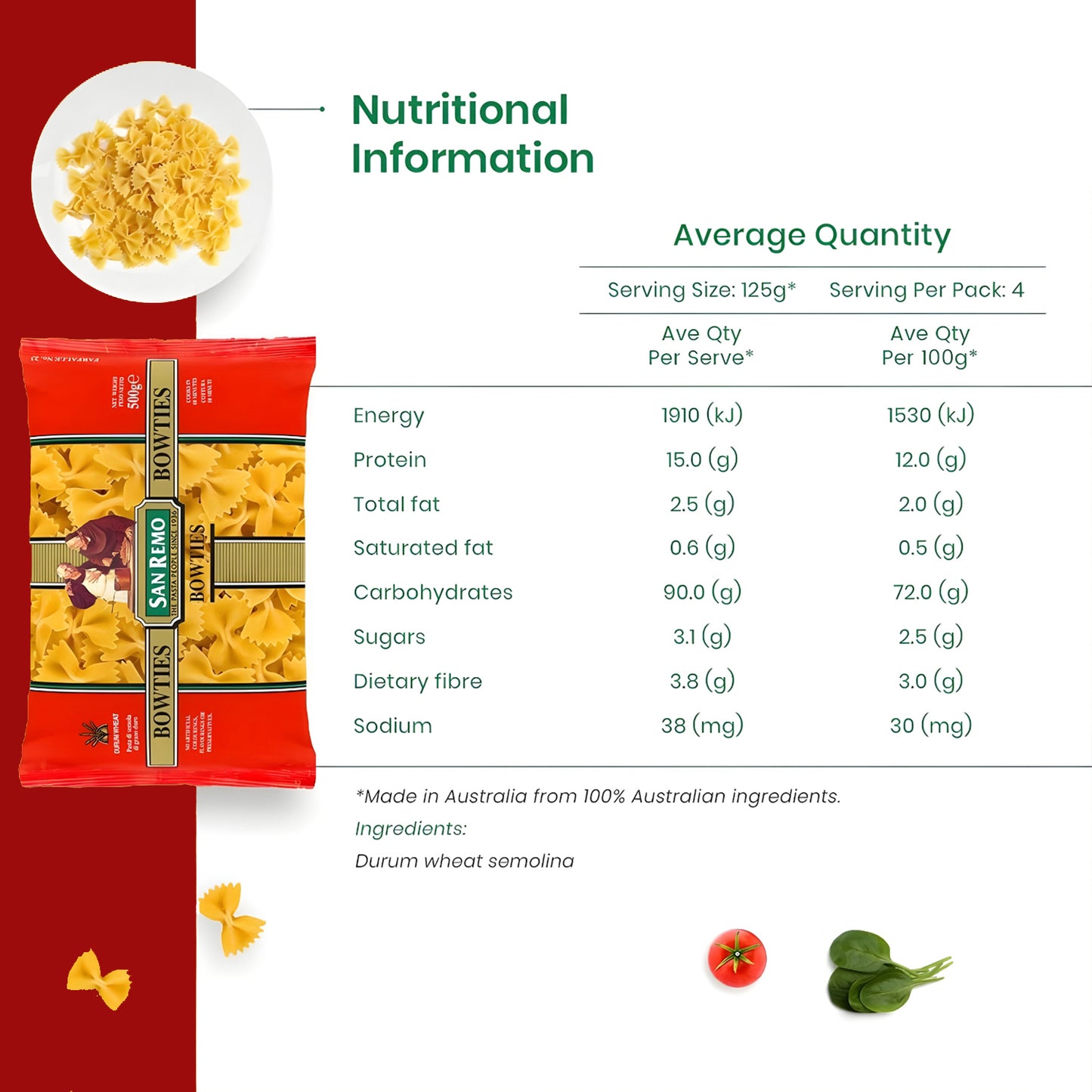 San Remo Bowties Pasta, 500g
