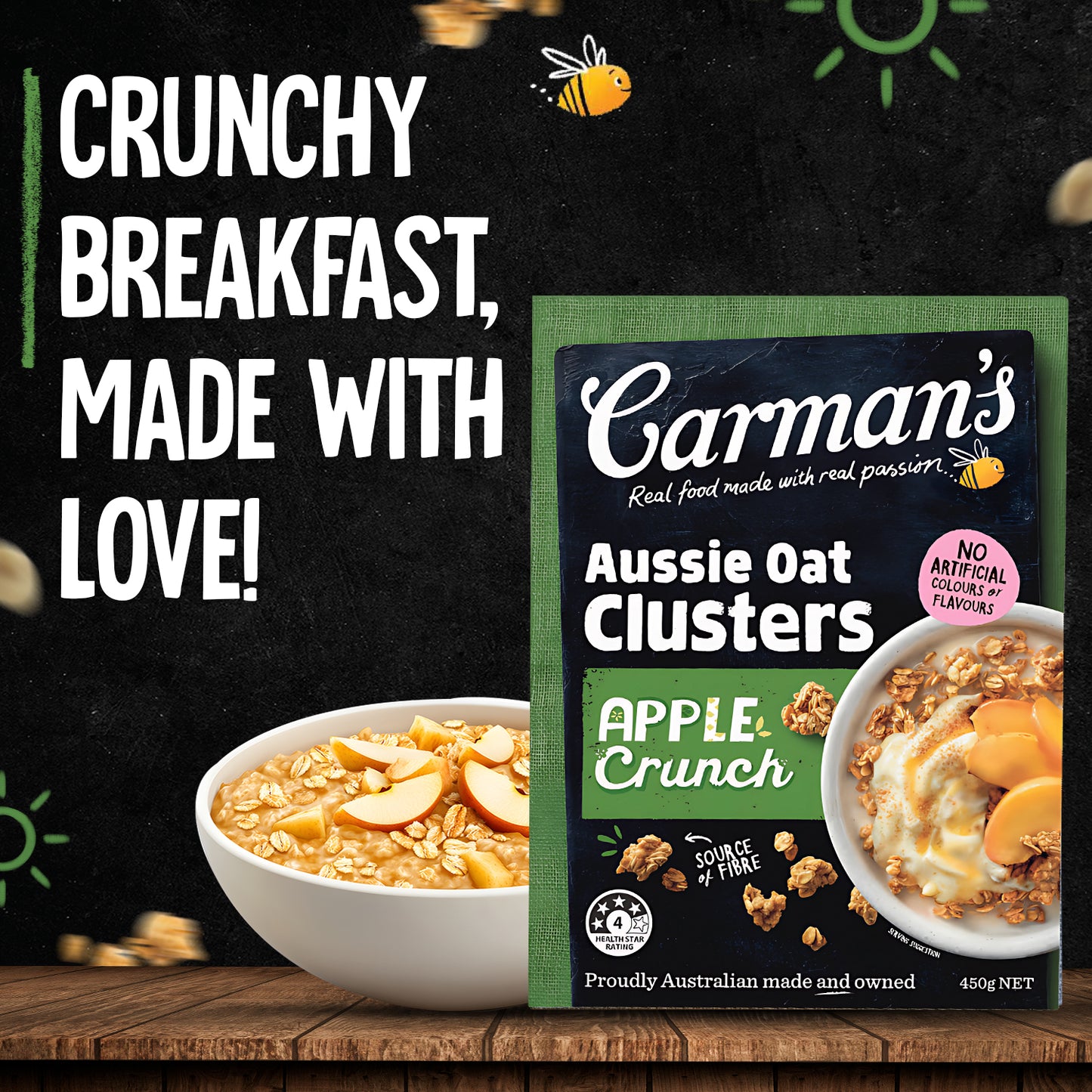 Carmans Clusters Aussie Oat Apple Crunch 450g