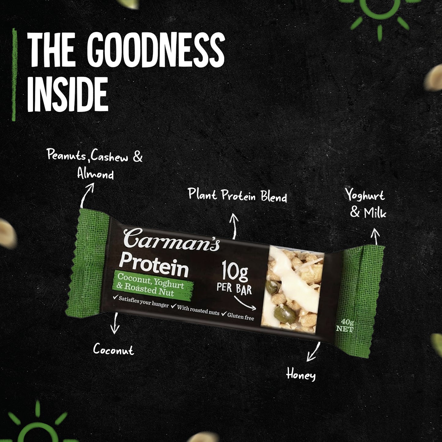 Carmans Bar Protein Coconut, Yoghurt & Roasted Nut 200g