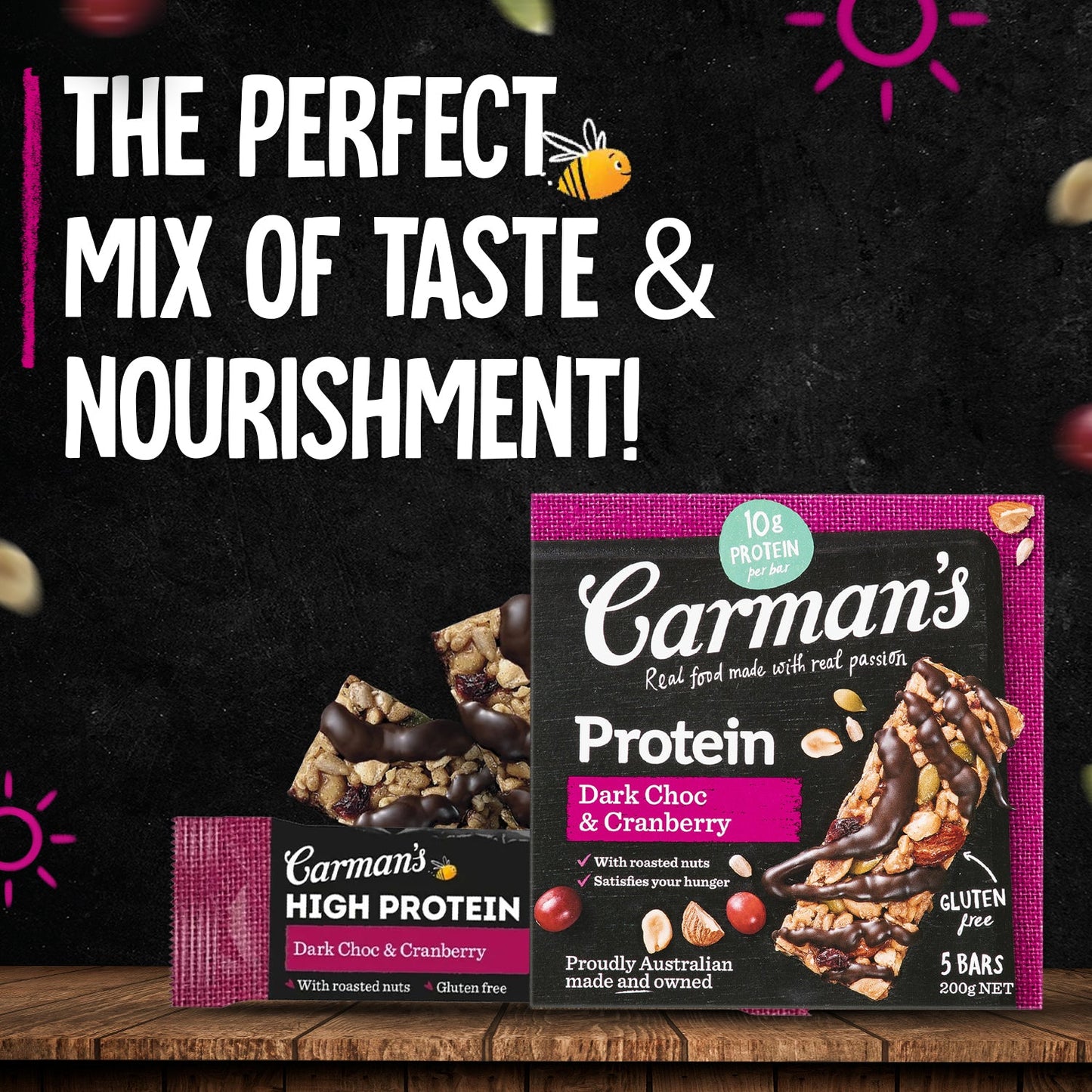 Carmans Bar Protein Dark Choc Cranberry 200g