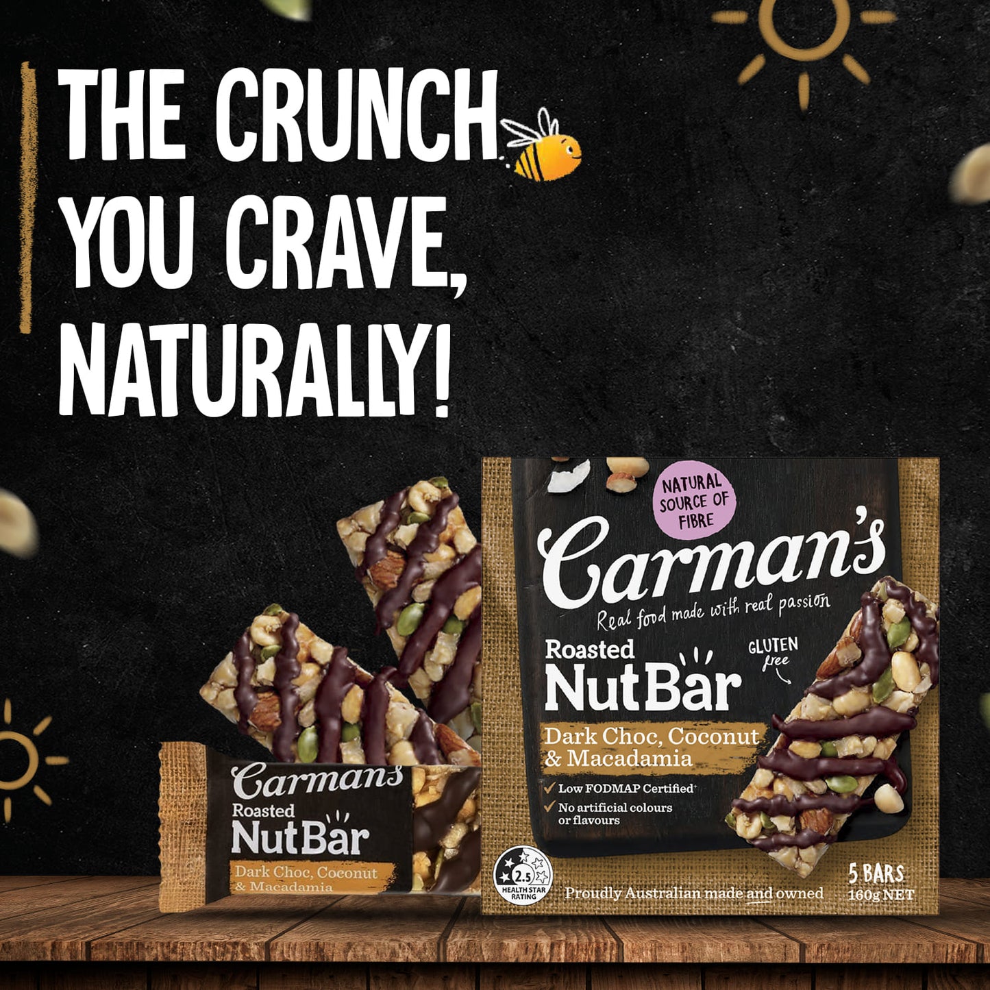 Carmans Bar Nut Dark Choc Macadamia & Coconut 160g