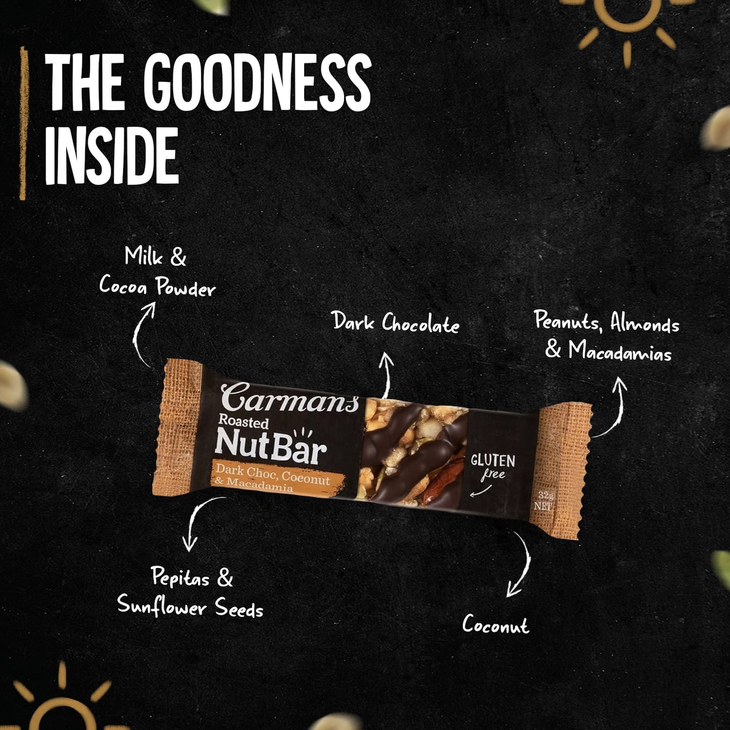 Carmans Bar Nut Dark Choc Macadamia & Coconut 160g