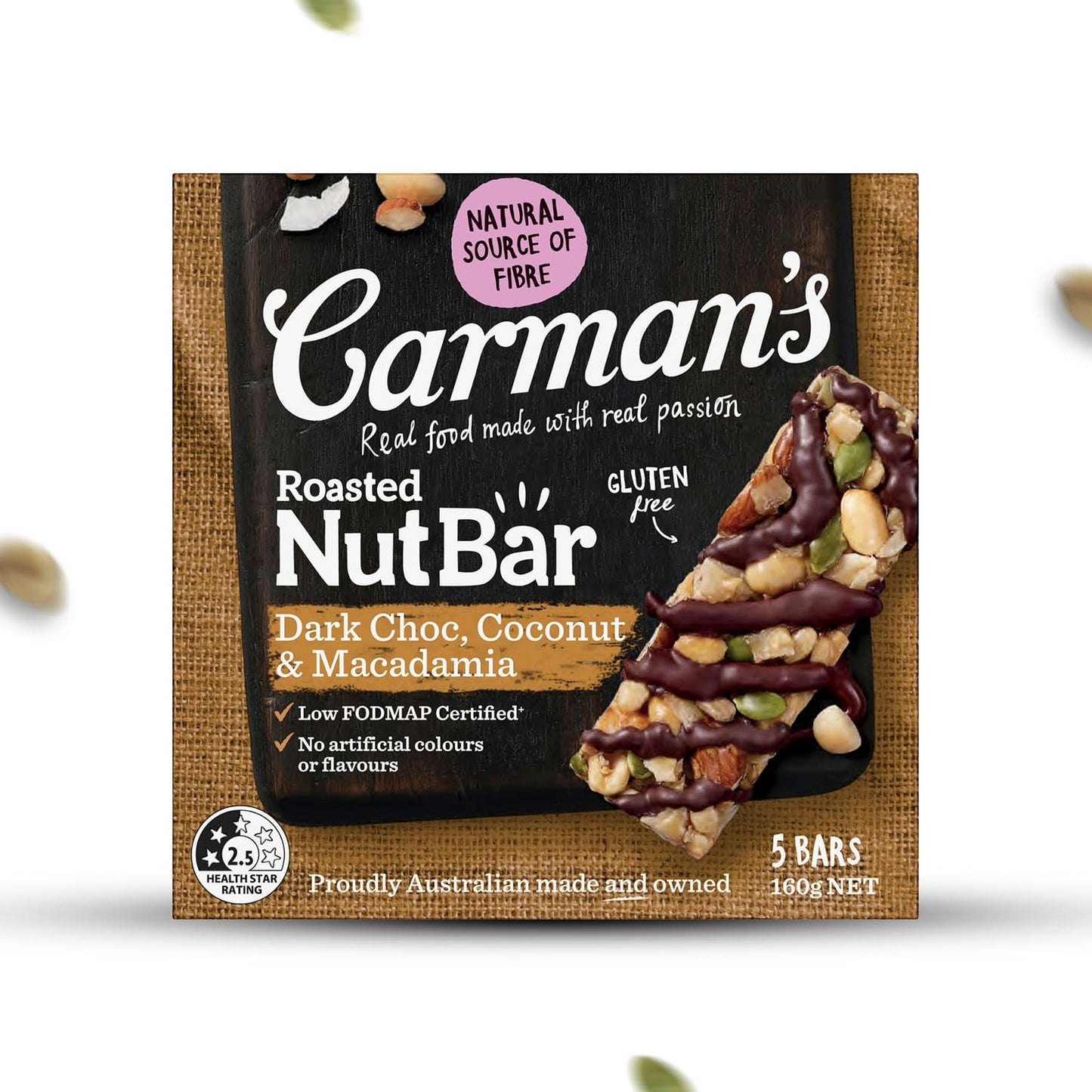 Carmans Bar Nut Dark Choc Macadamia & Coconut 160g