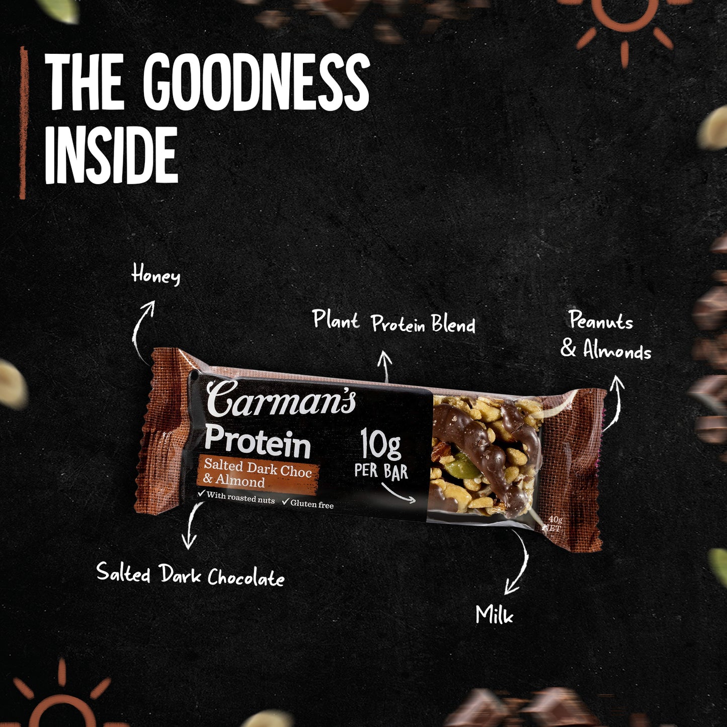Carmans Bar Protein Salted Dark Choc Almond 200g