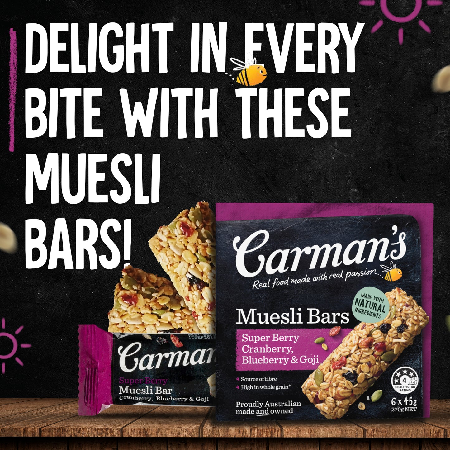 Carmans Muesli Bars Traditional Super Berry 270g
