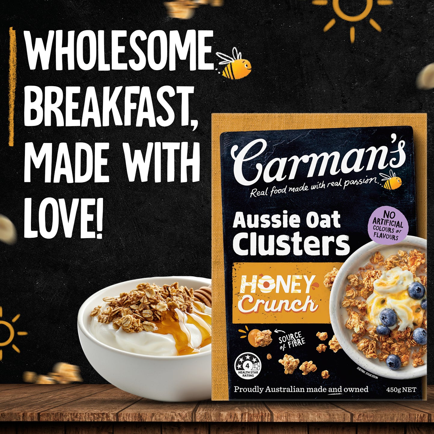 Carmans Clusters Aussie Oat Honey Crunch 450g