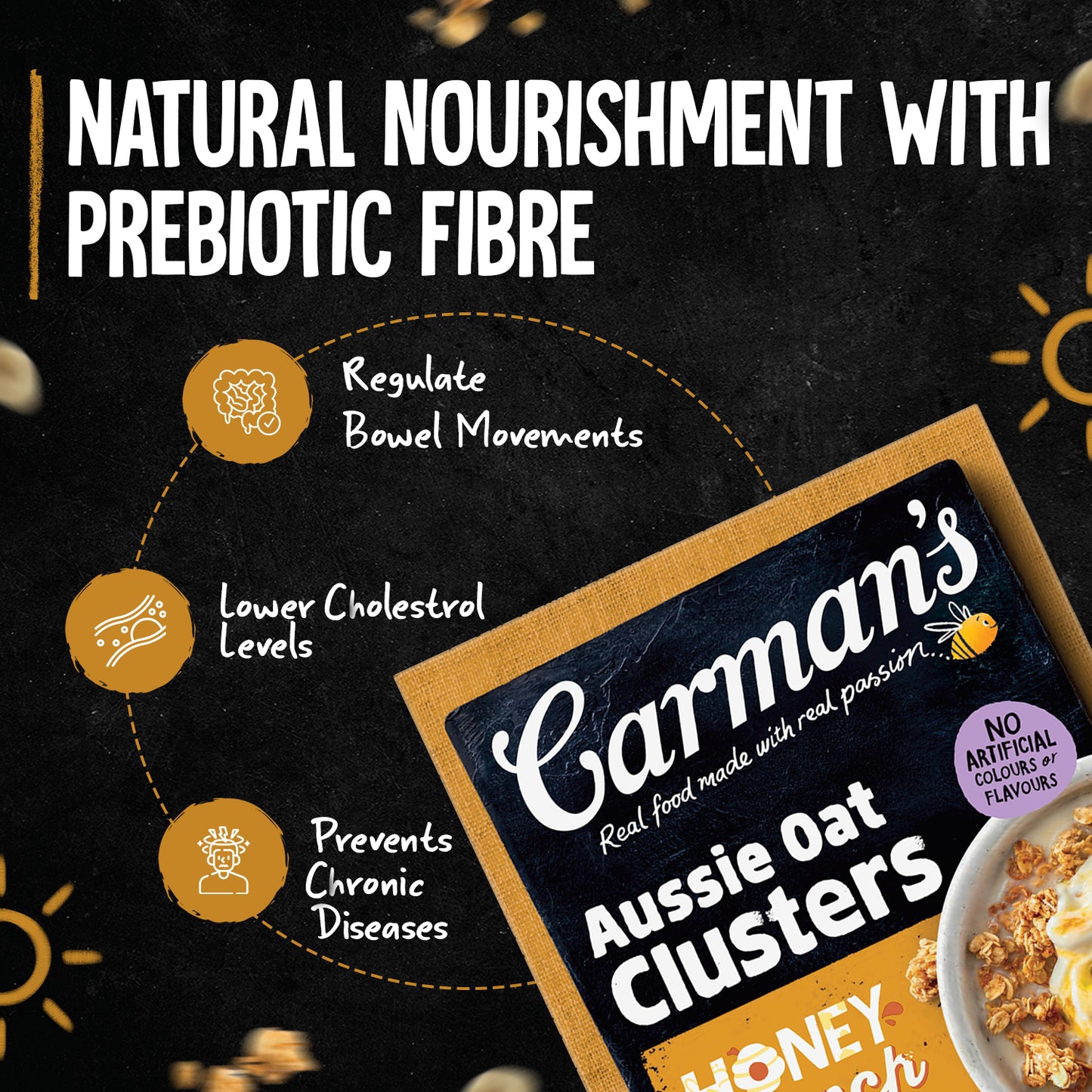 Carmans Clusters Aussie Oat Honey Crunch 450g