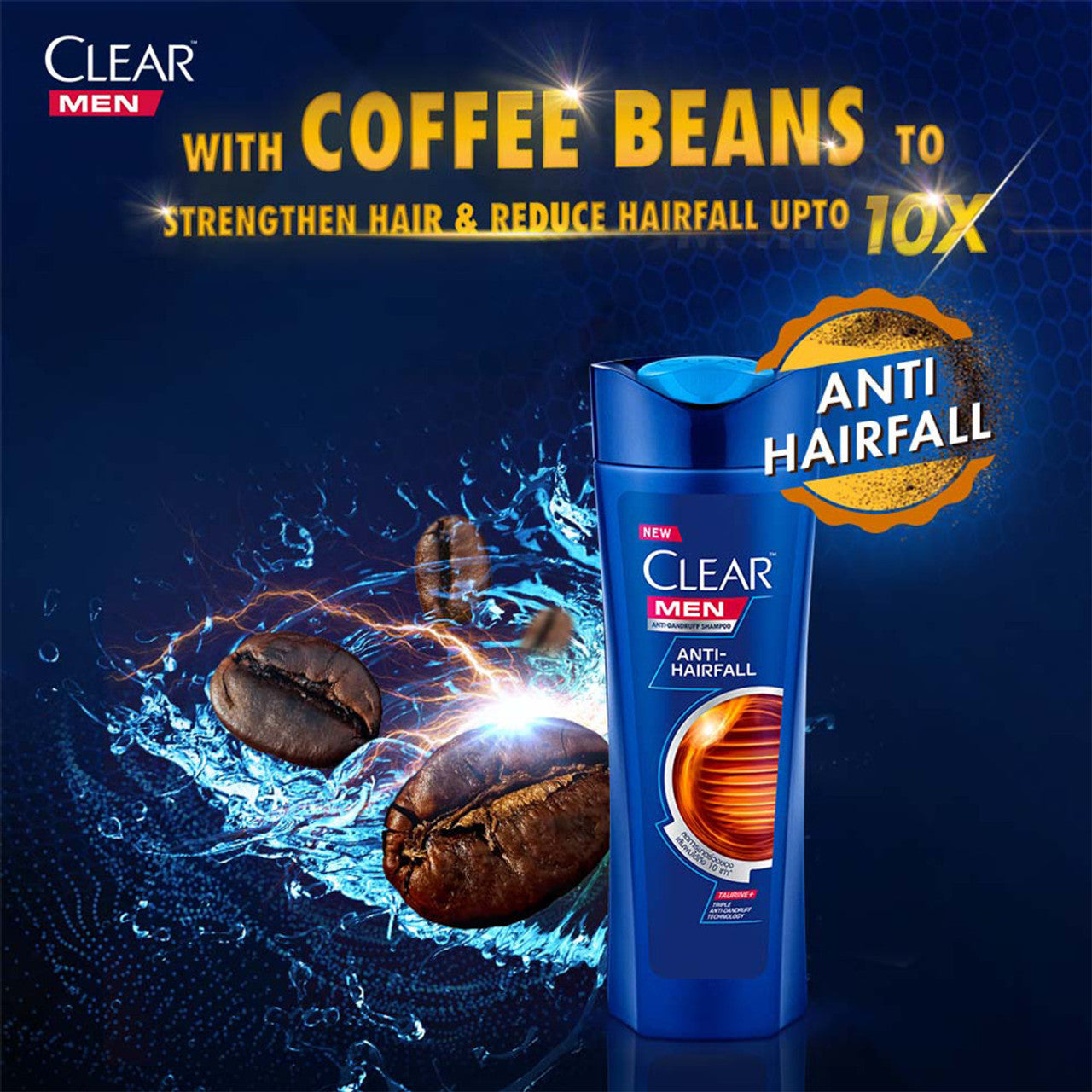 Clear Men Anti-Hair Fall Anti-Dandruff Shampoo with Vitamin B3 & Taurine  (320 ml)