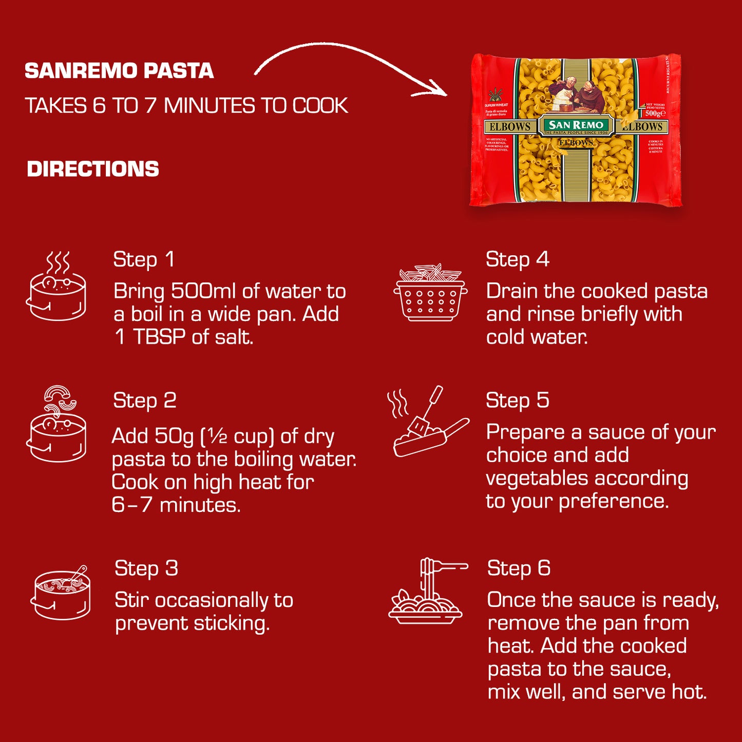 San Remo Elbows Pasta, 500g