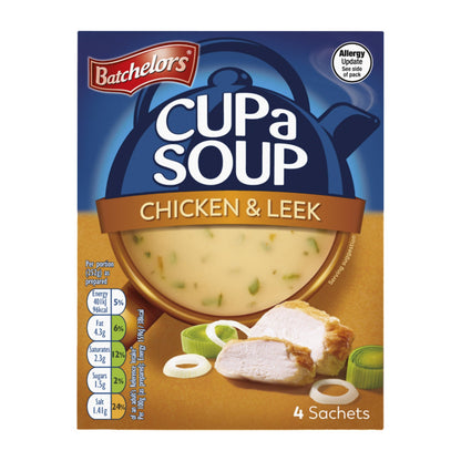 Batchelors - Cup A Soup Chicken & Leek | Instant Chicken Soup Sachets Pack of 4 (86g)
