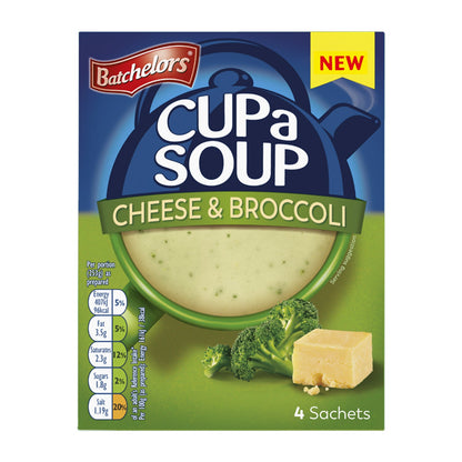 Batchelors - Cup A Soup Cheese & Broccoli | Instant Cheese Broccoli Soup Sachets Pack of 4 (92g)