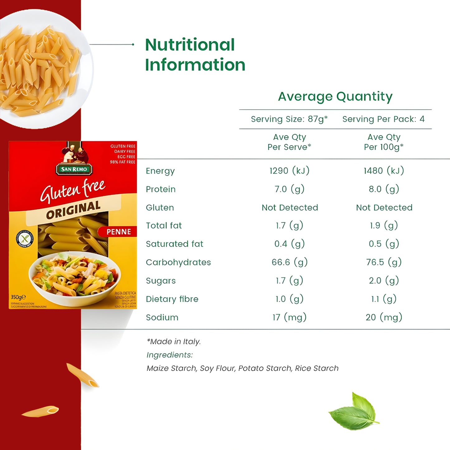 San Remo - Gluten Free Penne Pasta (350g)