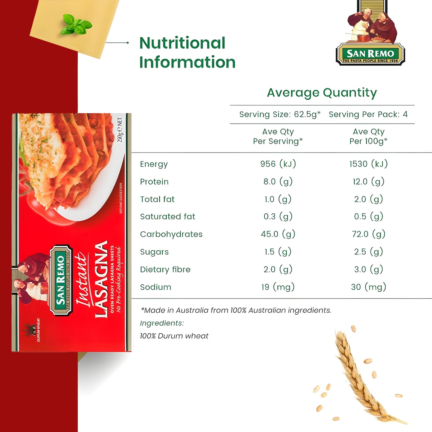 San Remo - Instant Lasagna Pasta (250g)