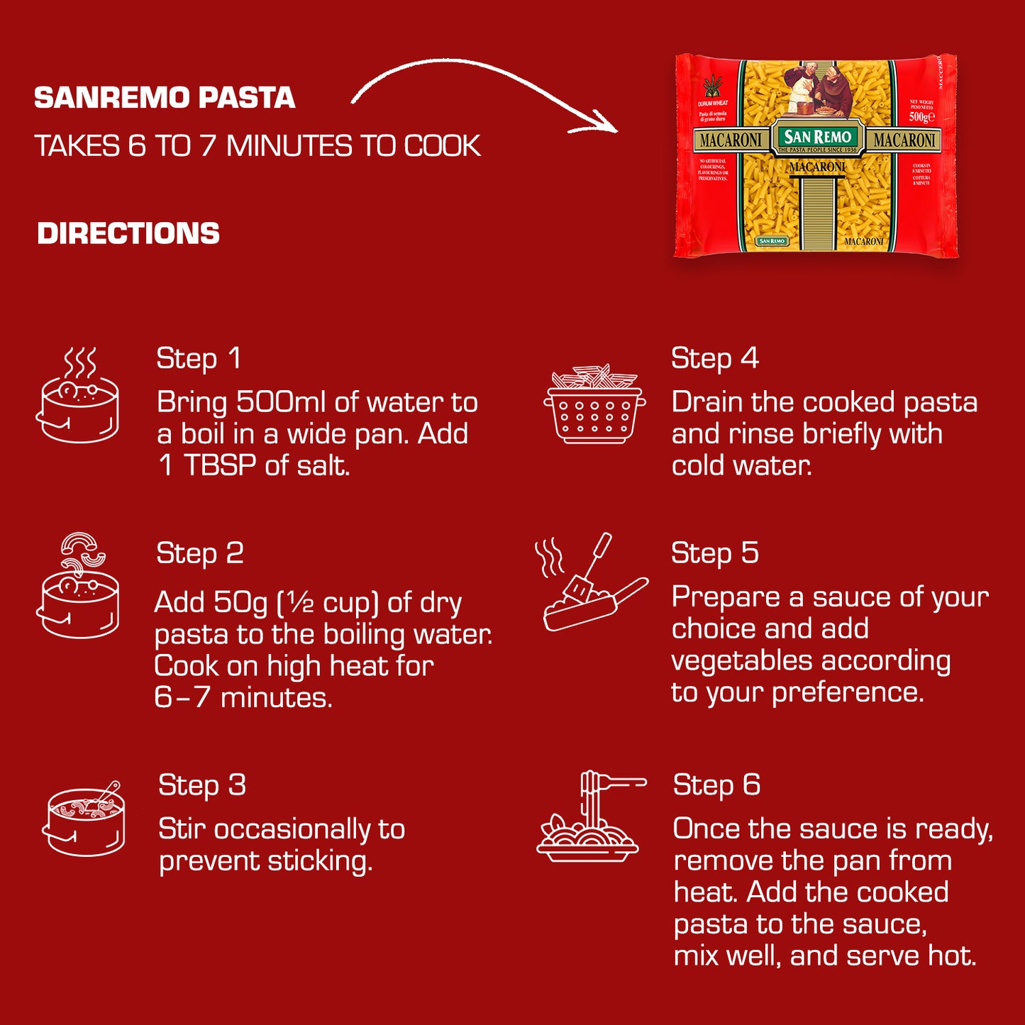 San Remo Macaroni Pasta, 500g