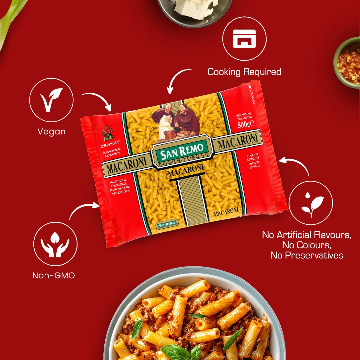 San Remo Macaroni Pasta, 500g