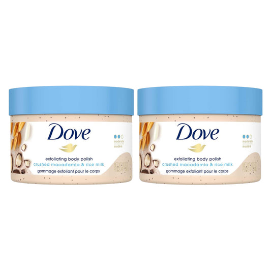 Dove Exfoliating Body Polish Macadamia & Rice Milk 298g Pack of 2