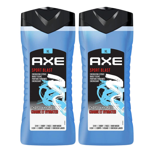 Axe Sports Blast 3-in-1 Body Face Hair Wash 400 ml Pack of 2