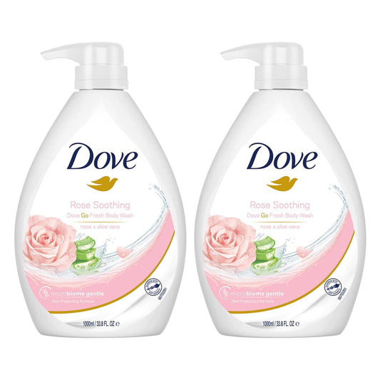 Dove Soothing Rose & Aloe Vera Body Wash 1L Pack of 2