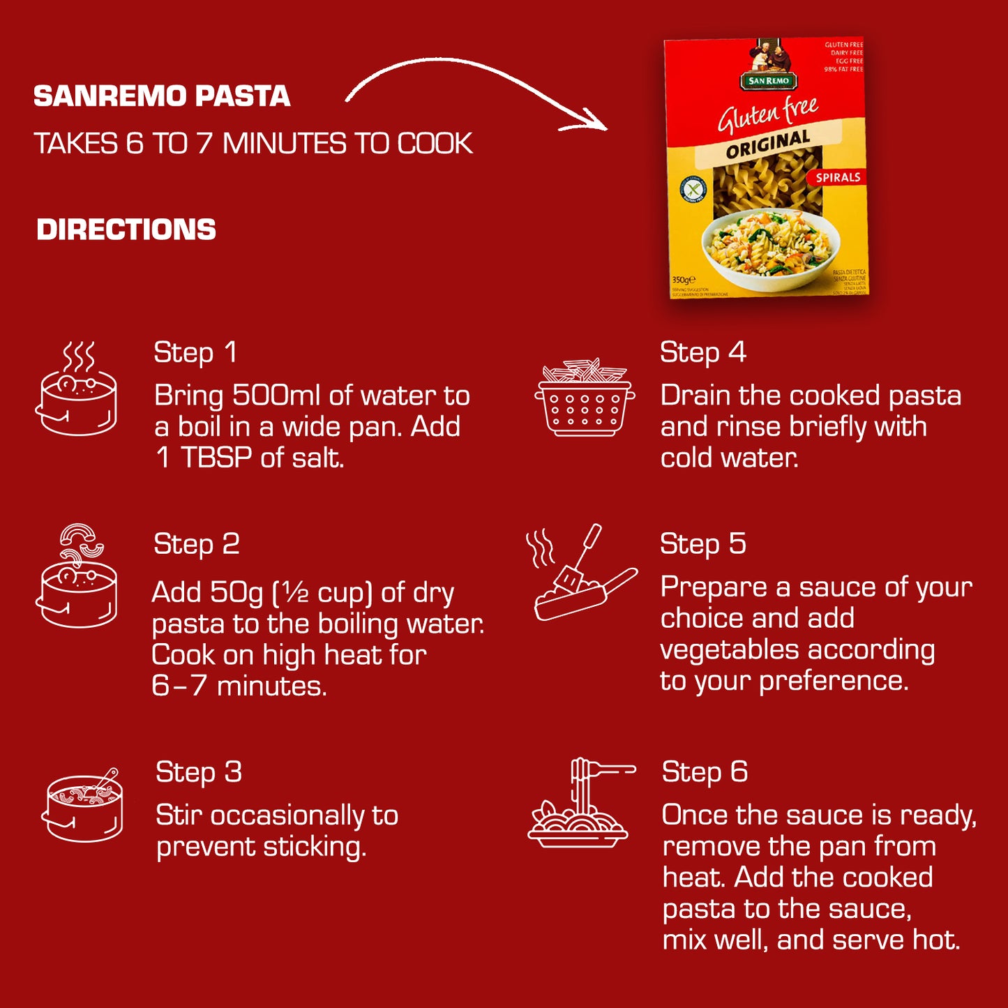 San Remo Gluten Free Spirals Pasta, 350g