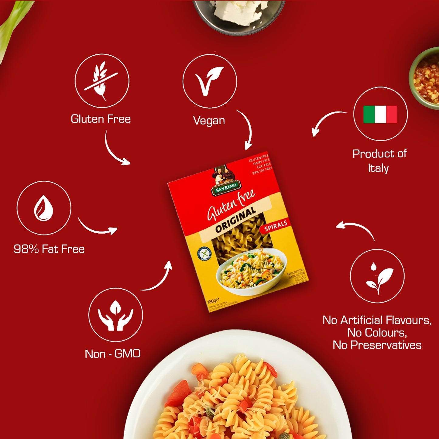 San Remo Gluten Free Spirals Pasta, 350g