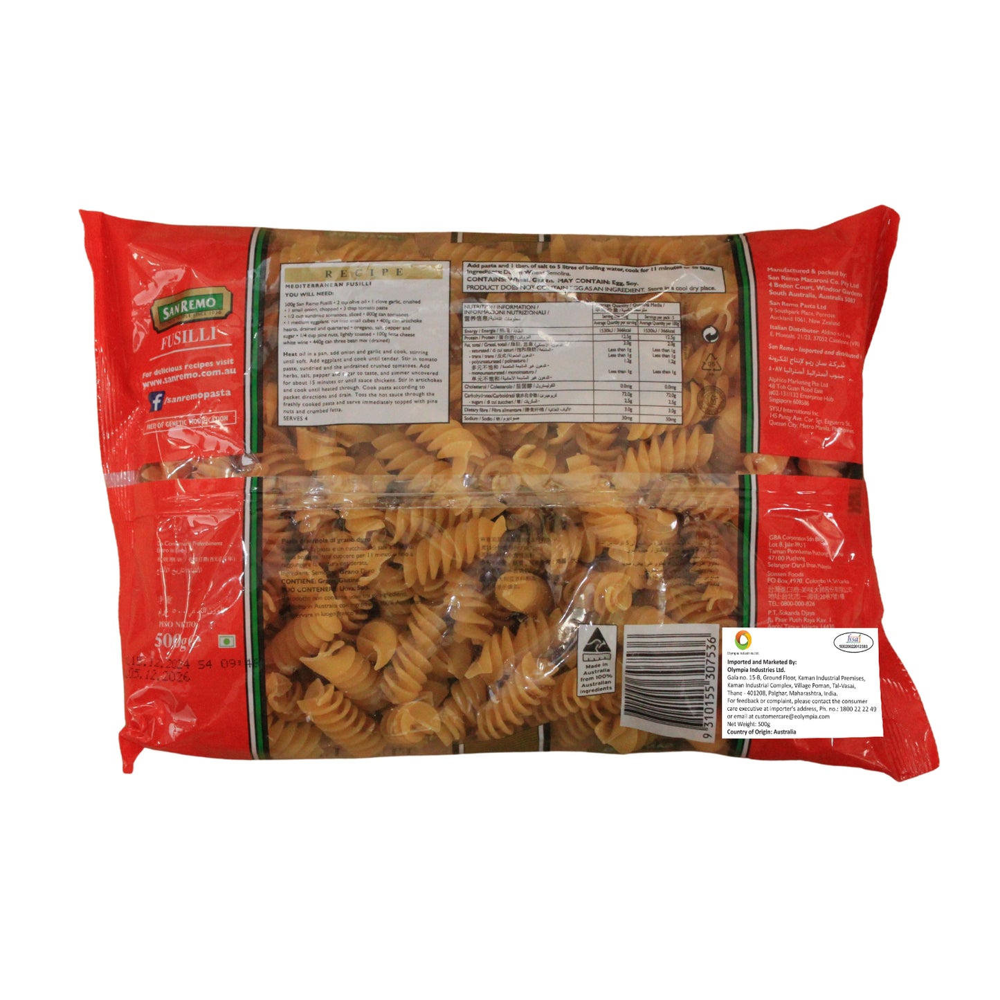 San Remo Fusilli Pasta, 500g