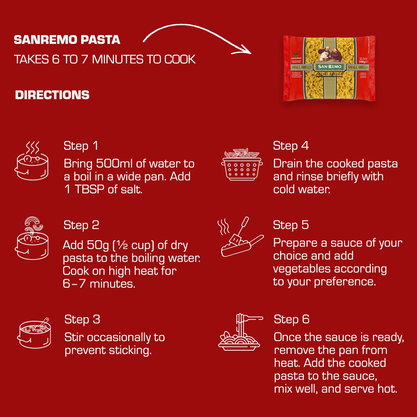 San Remo Small Shells Pasta, 500g