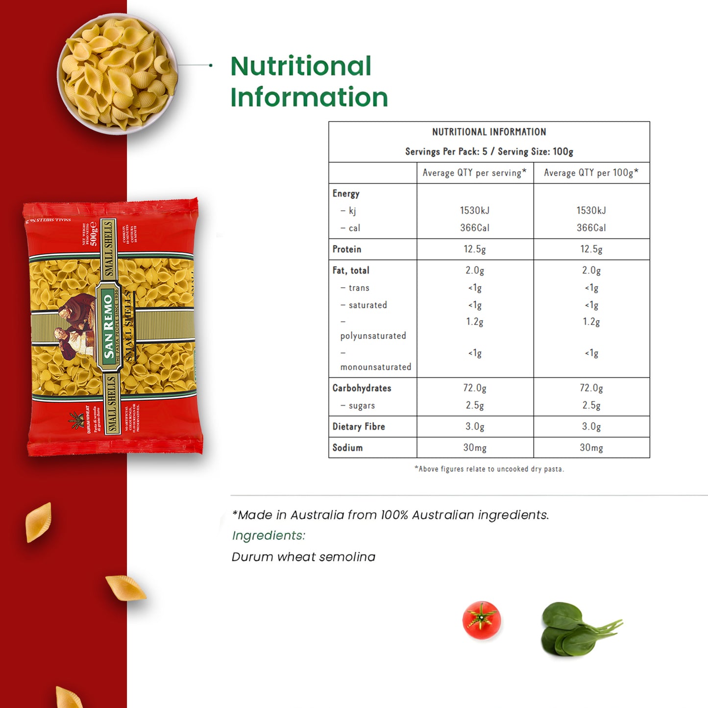 San Remo Small Shells Pasta, 500g