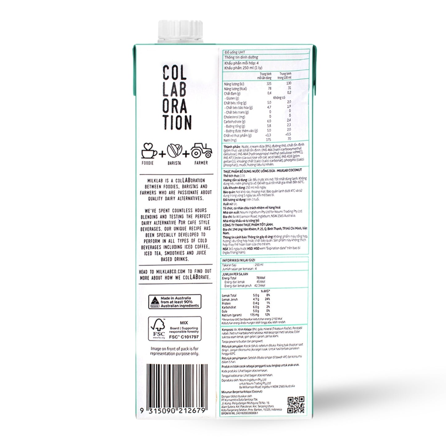 MILKLAB Coconut Milk | Lactose-Free | Vegan | 1 litres- Pack of 3