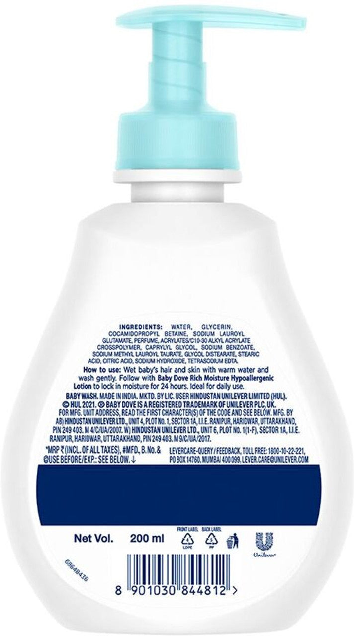 Baby Dove Rich Moisture Hair to Toe Baby Wash - 200ml & 400ml