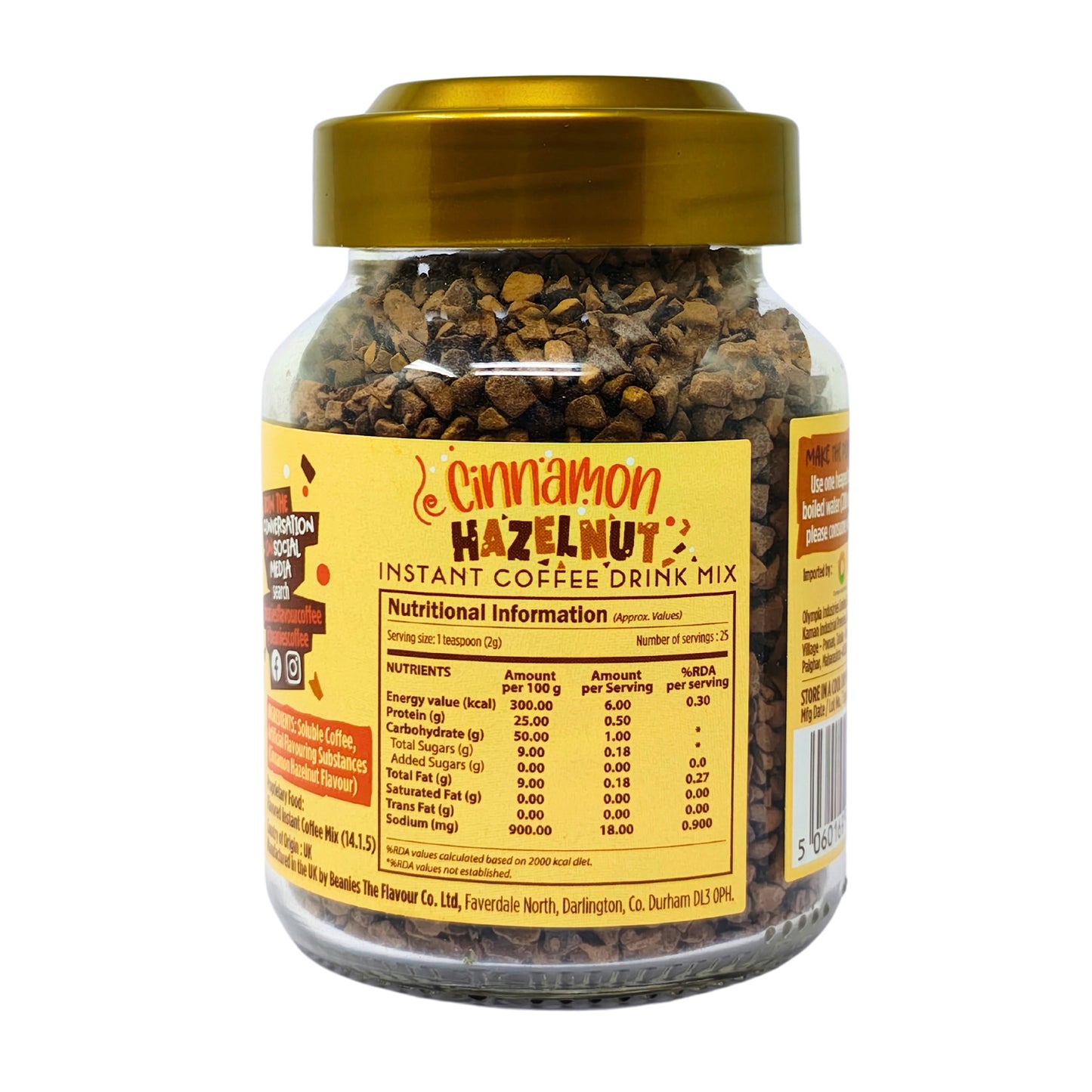 Beanies Cinnamon Hazelnut Flavor Instant Coffee, 50g