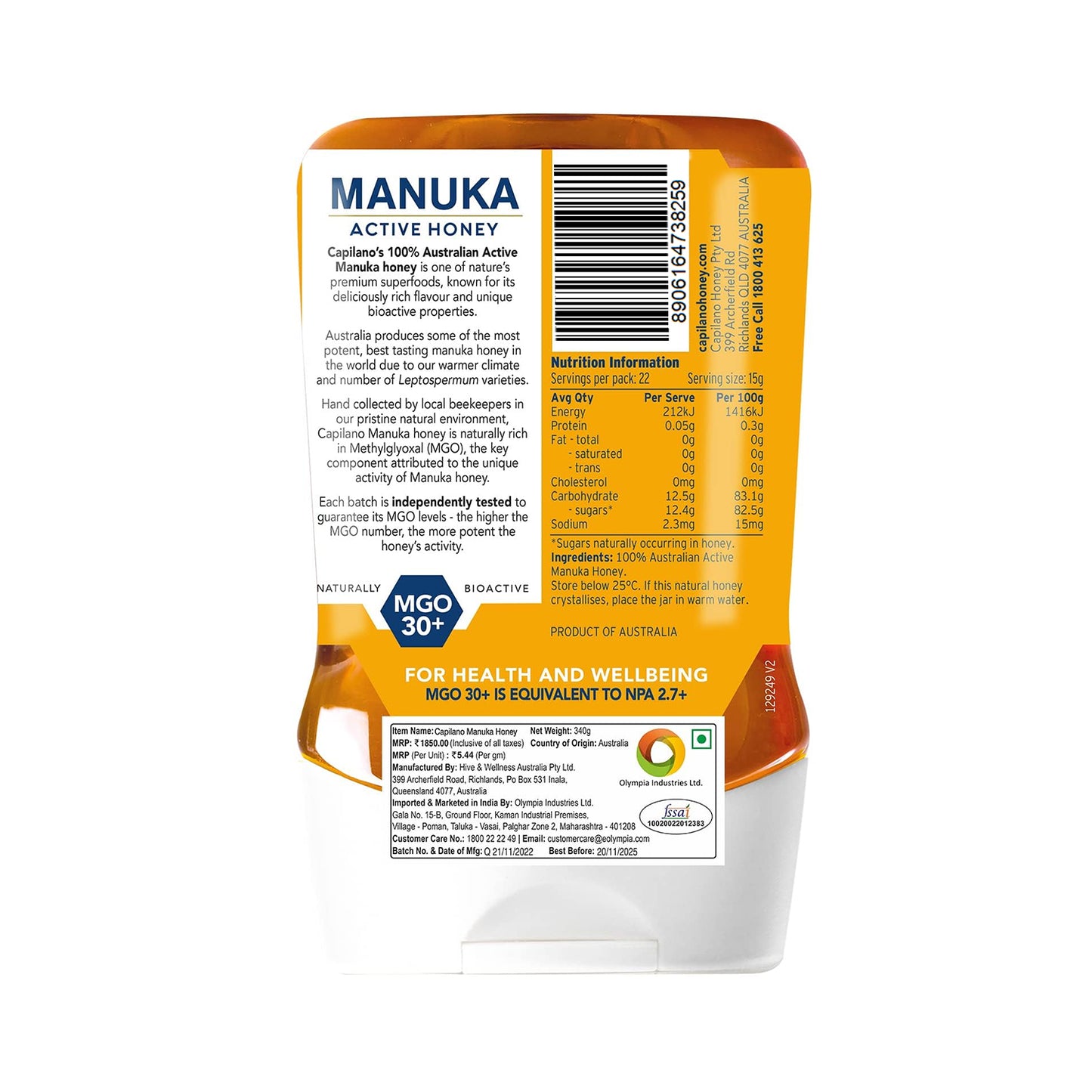 Capilano Australian Honey UDA Manuka- 340g