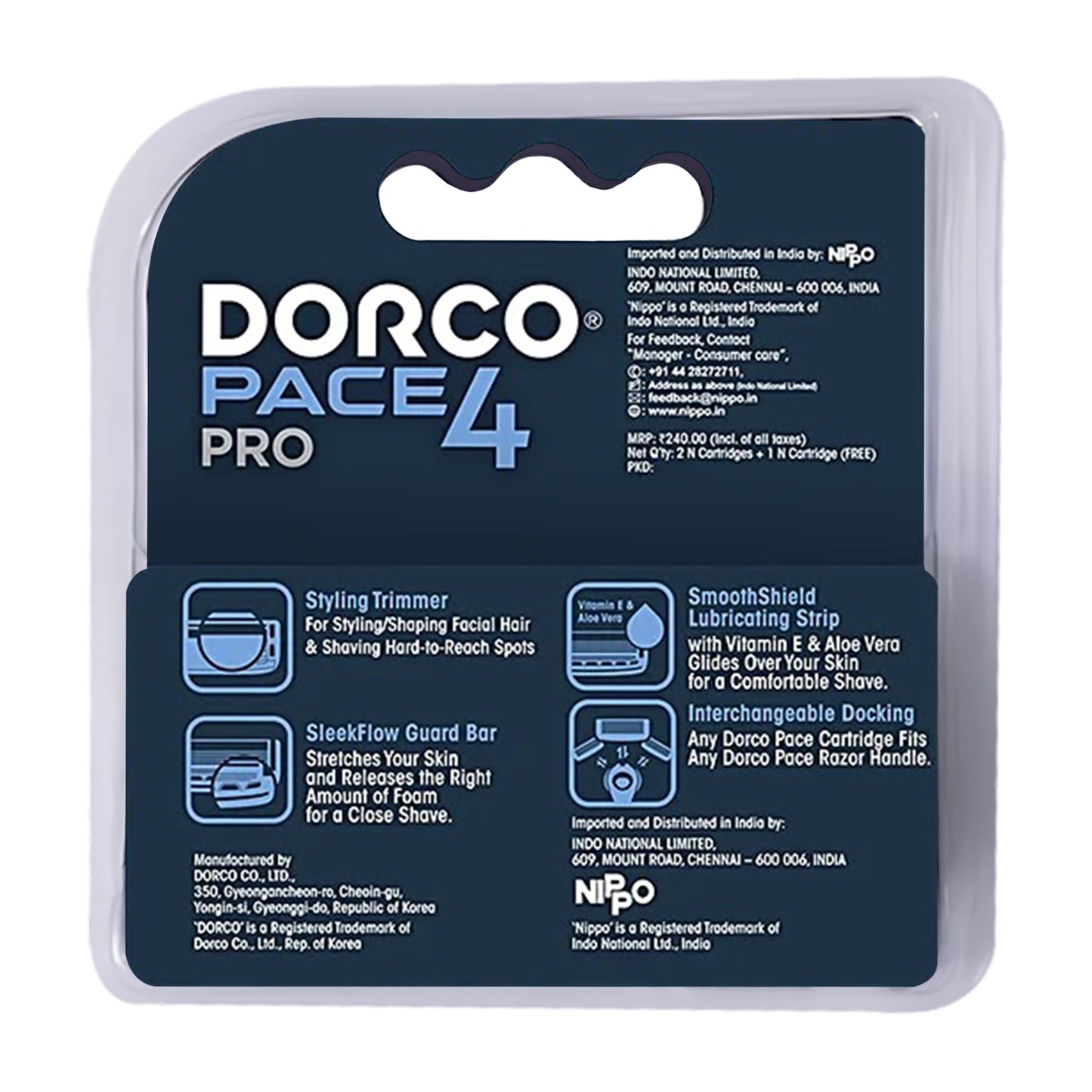 Dorco Pace 4 Pro Cartridge, Pack of 3