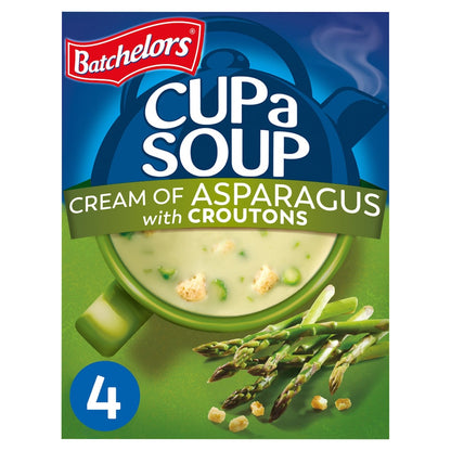 Batchelors - Cup A Soup Cream of Asparagus with Croutons | Instant Asparagus Soup Sachets Pack of 4 (117g)