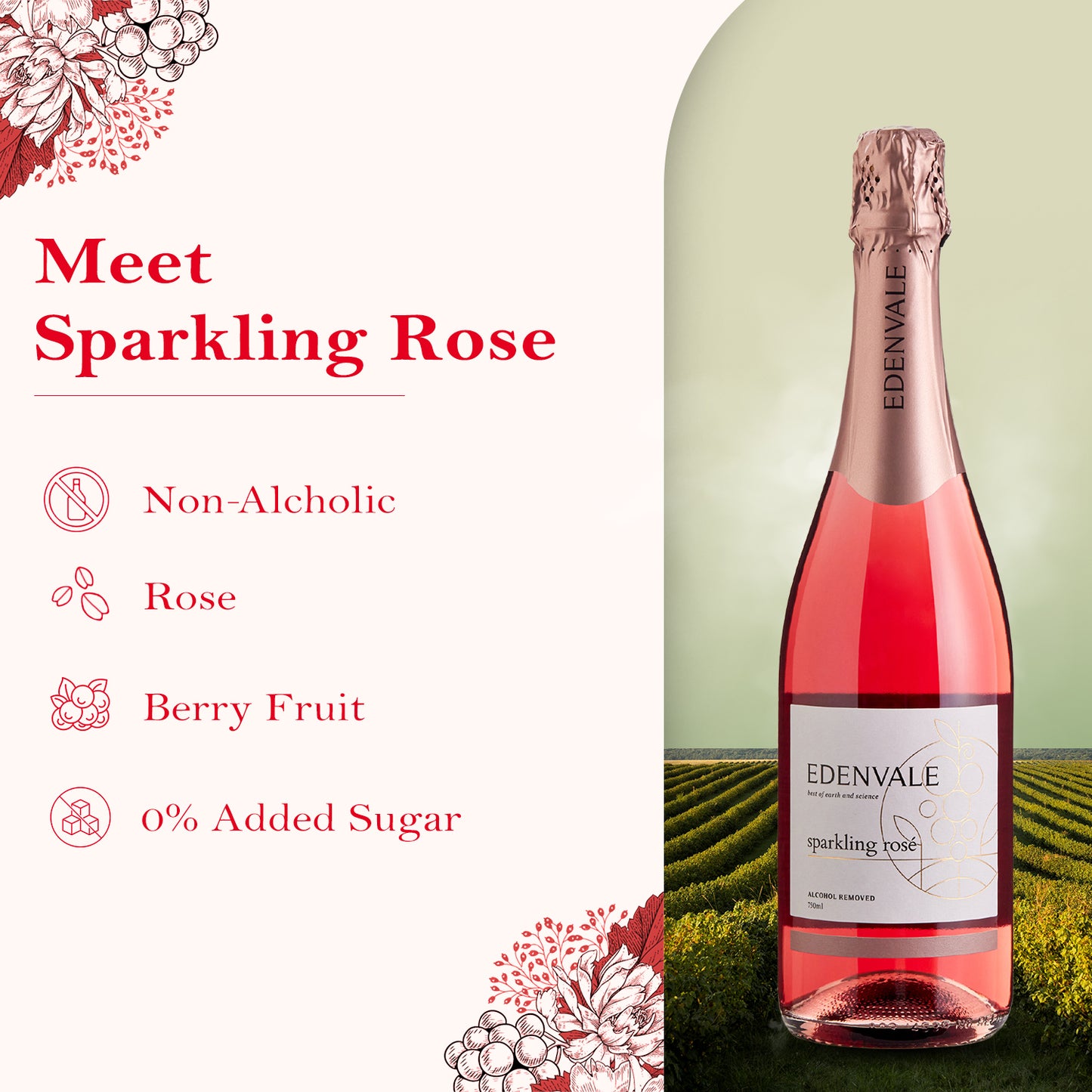Edenvale Sparkling Rosé 750 ml Non Alcoholic Wine
