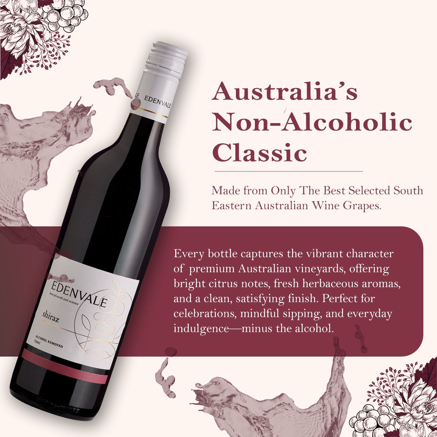 Edenvale Shiraz 750 ml Non Alcoholic Wine