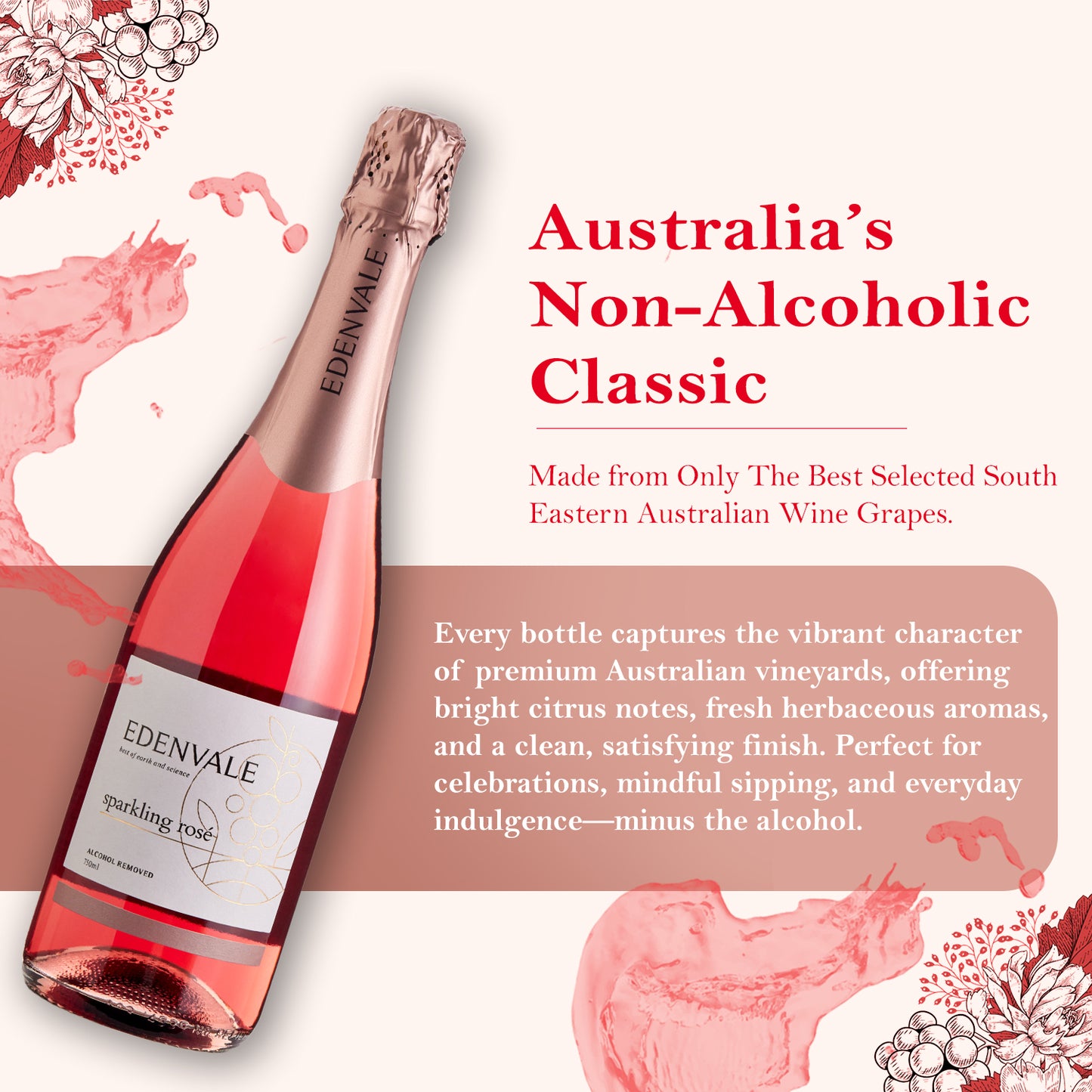 Edenvale Sparkling Rosé 750 ml Non Alcoholic Wine