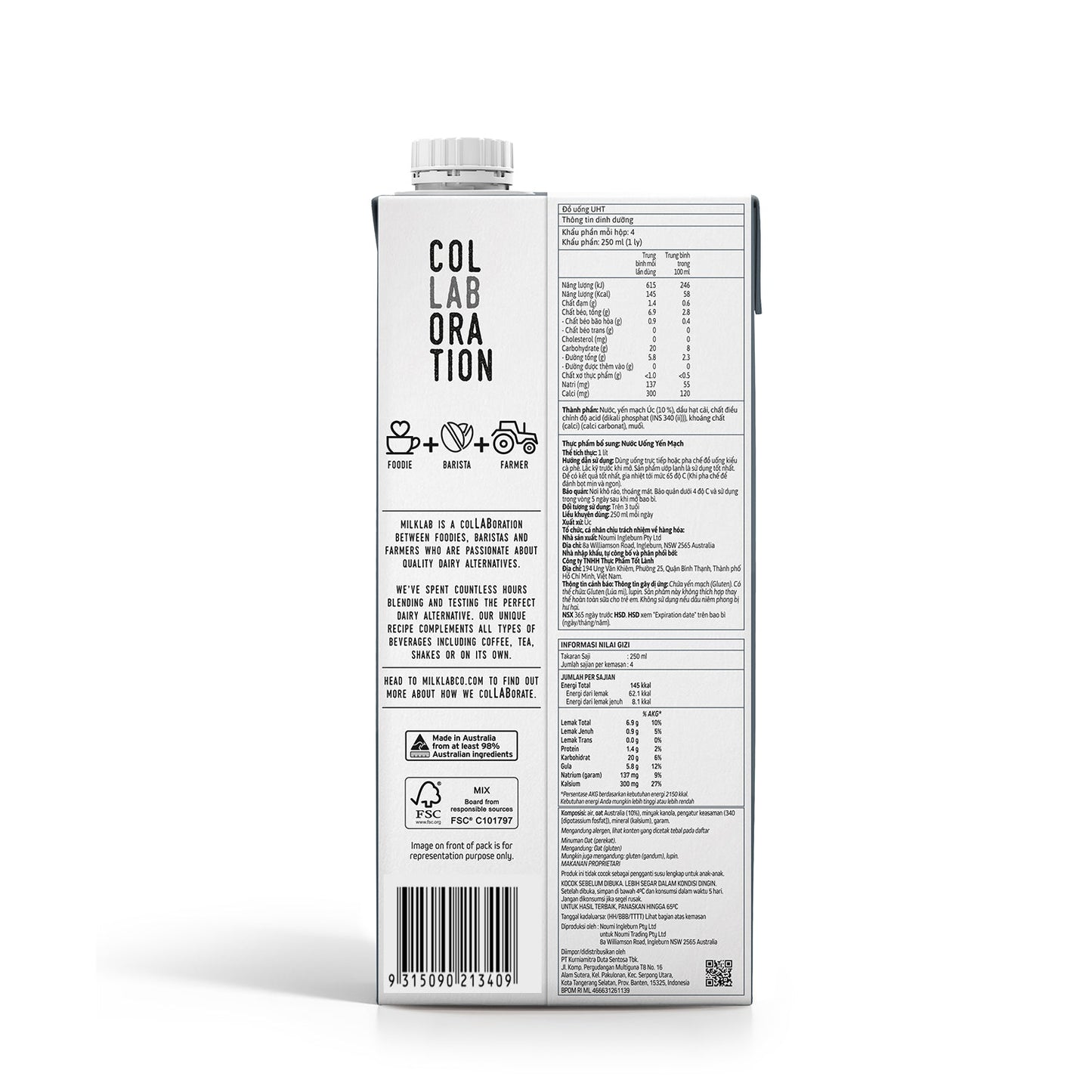 MILKLAB - Oat Milk for Lattes | Plant Based | Vegan | Lactose Free