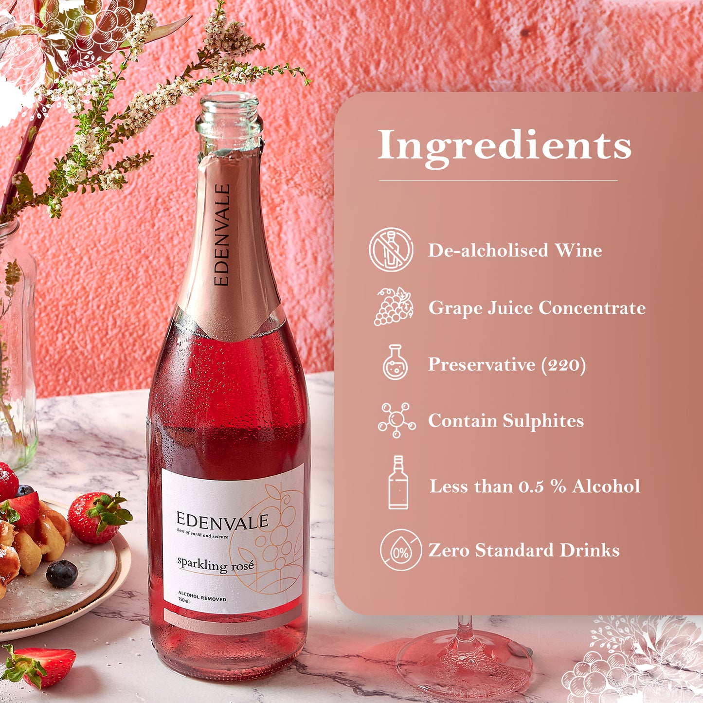 Edenvale Sparkling Rosé 750 ml Non Alcoholic Wine