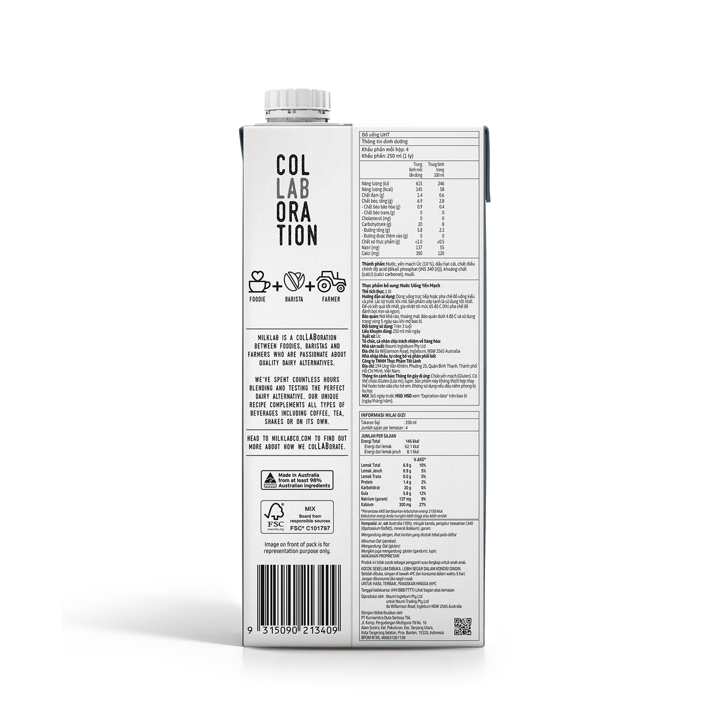 MILKLAB Oat Milk for Lattes | Plant Based | Vegan | Lactose Free