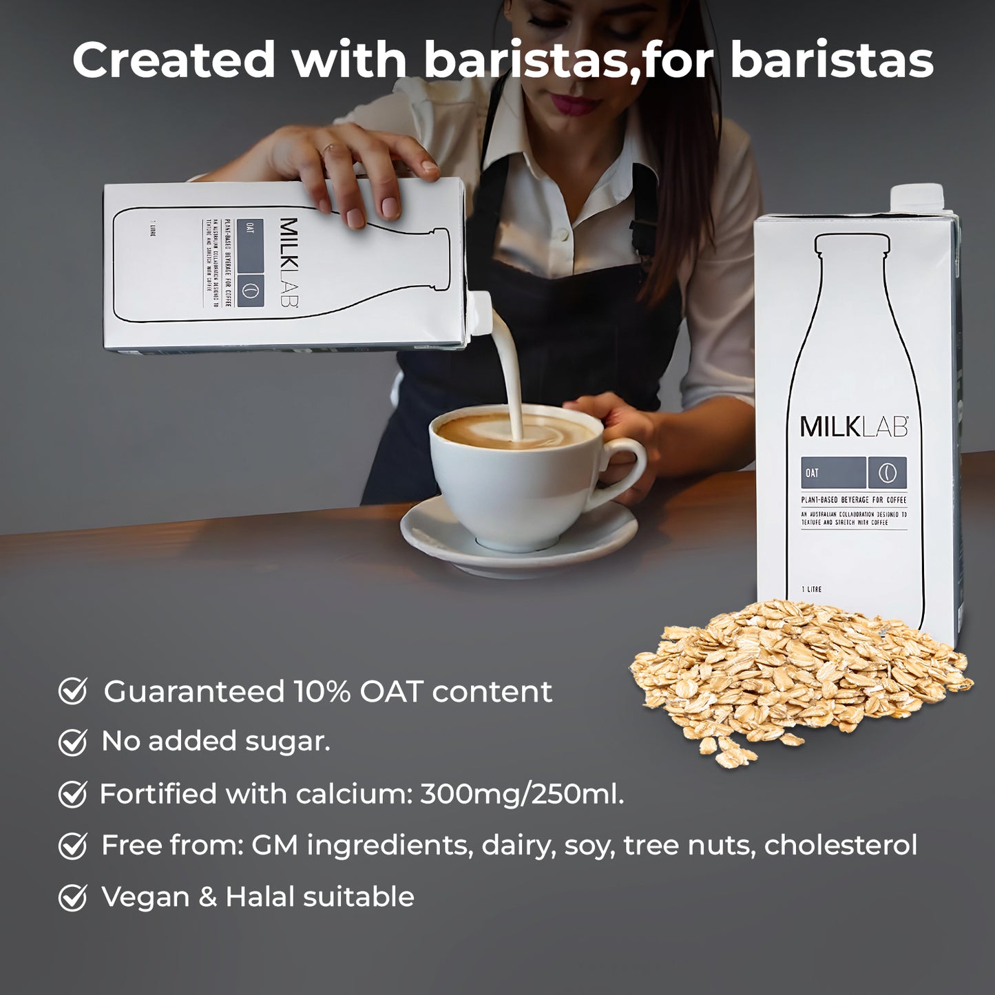 MILKLAB Oat Milk for Lattes | Gluten-Free | 1litres- Pack of 3
