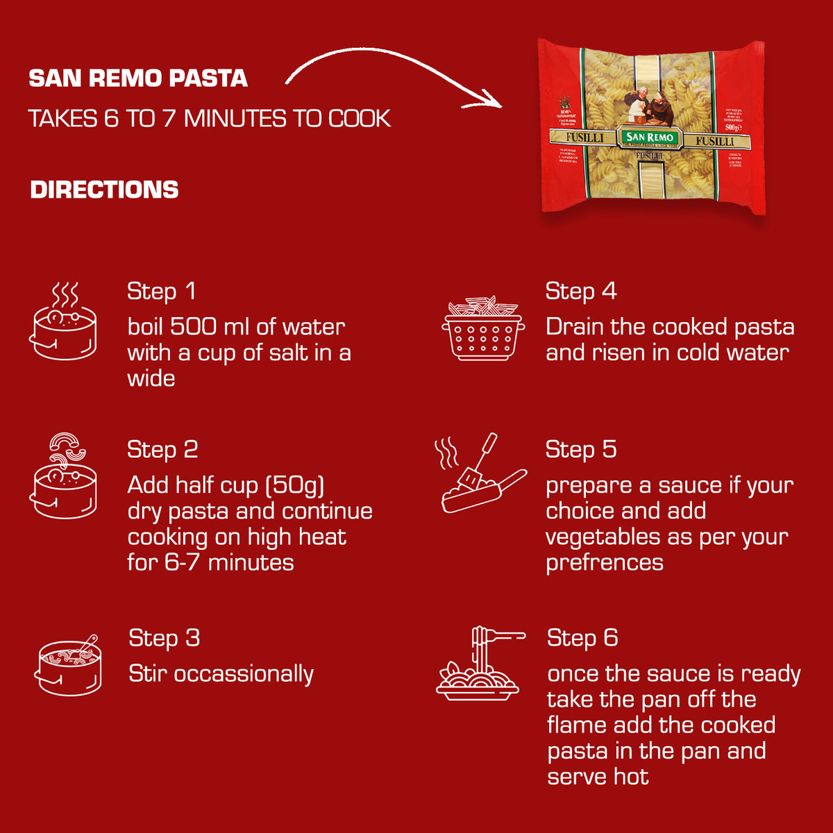 San Remo - Fusilli Pasta (500g)